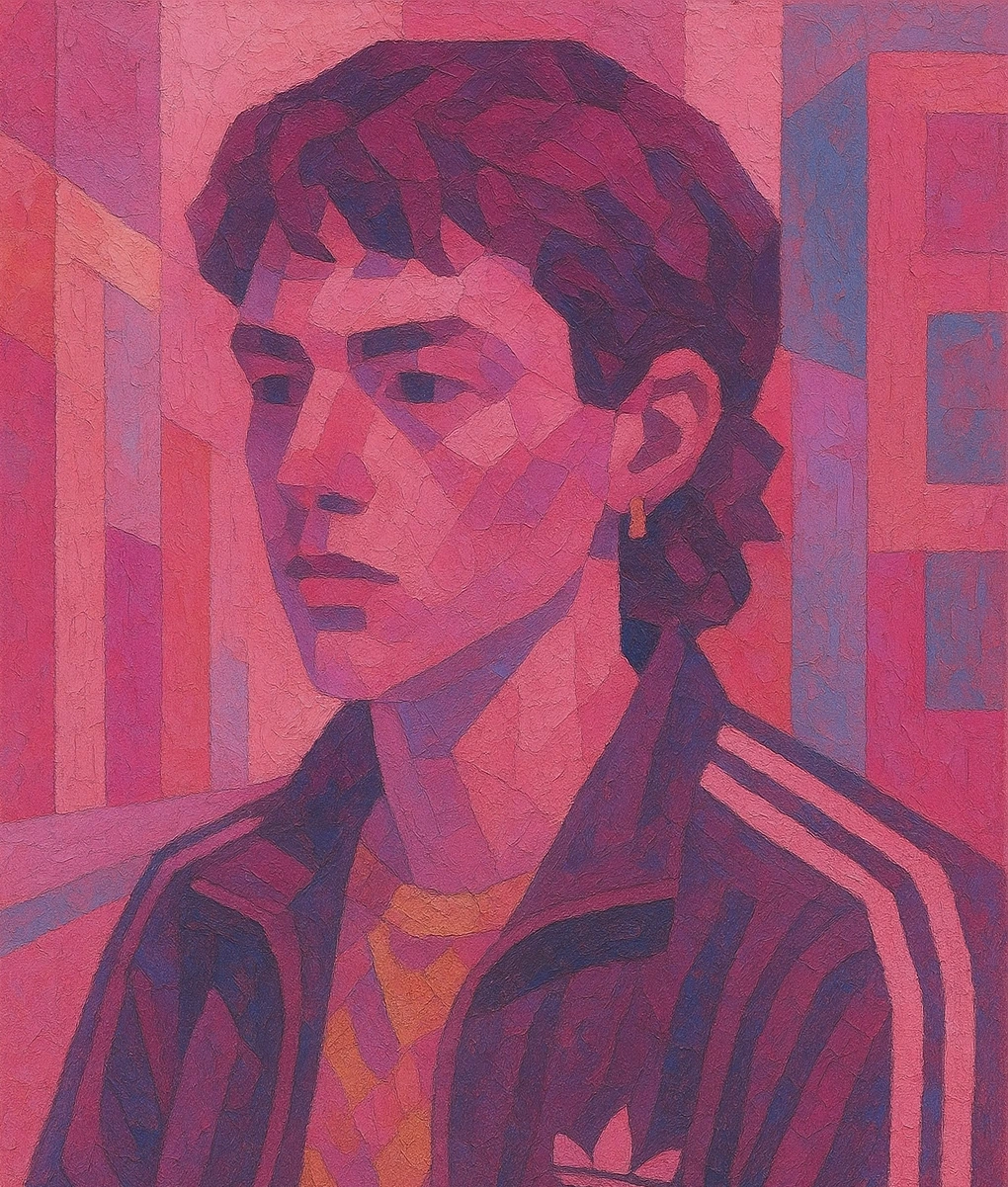 Abstract painting of a young man